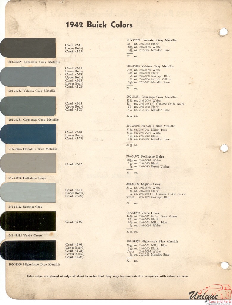 1942 Buick Paint Charts DuPont 3
